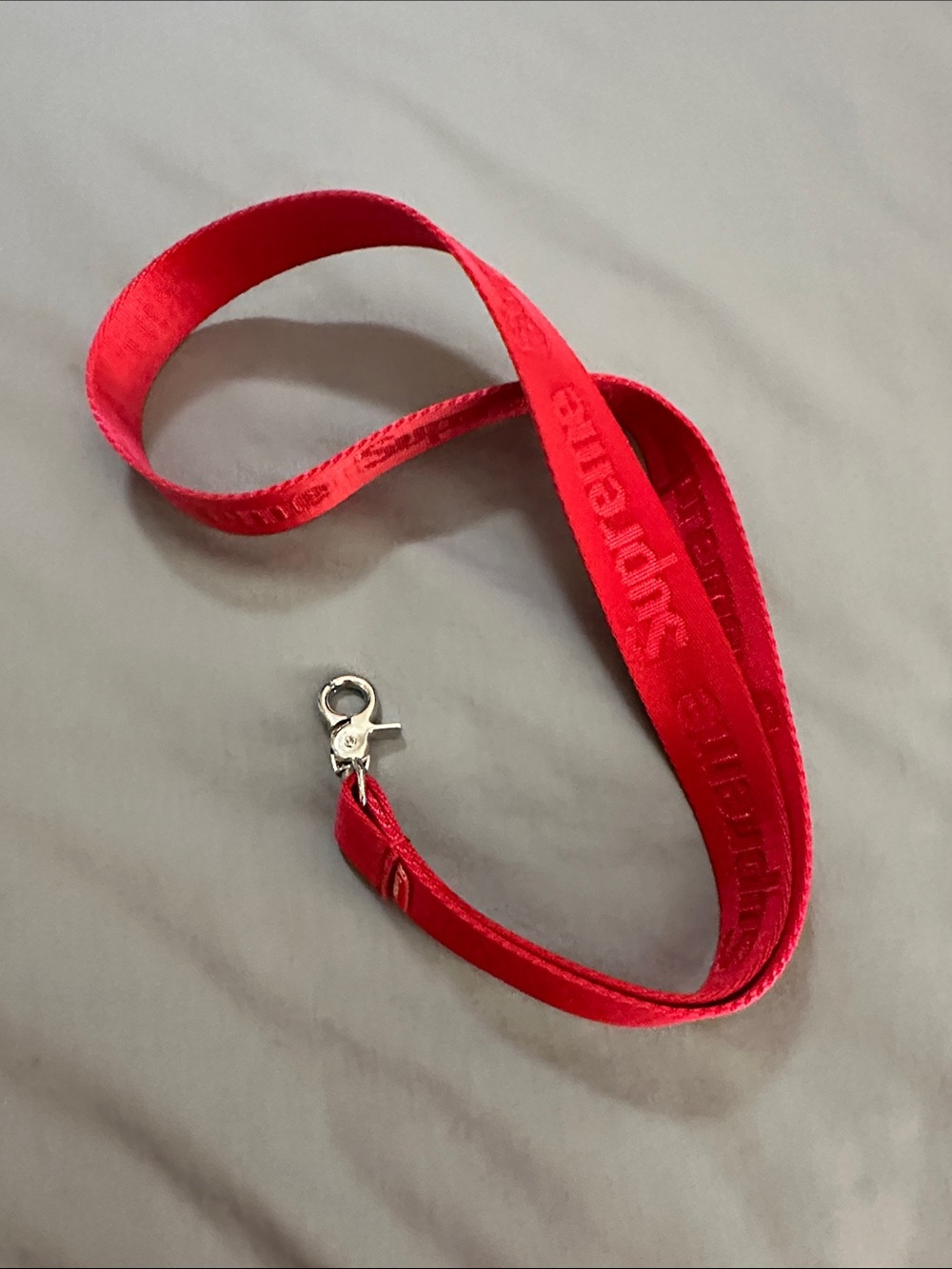 Supreme Red Logo Lanyard with Silver Clip